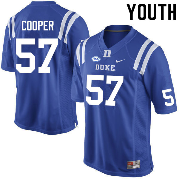 Youth #57 Curtis Cooper Duke Blue Devils College Football Jerseys Sale-Blue